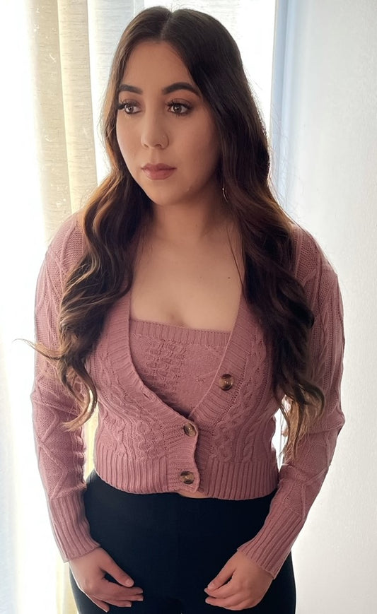 Rose Crop Cardigan Set