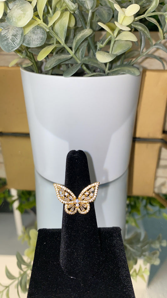 Butterfly Rhinestone Ring